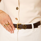 Belle Bruin Oud Goud Riem Zeology-Leer