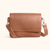 Sylvie Cognac Light Gold Women's Crossbody Full Grain Zeology-Leather