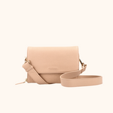 Nova Lilou Taupe Licht Goud Dames Crossbody Tas Van Full Grain Zeology-Leer
