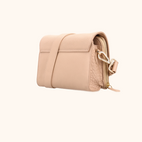 Nova Lilou Taupe Licht Goud Dames Crossbody Tas Van Full Grain Zeology-Leer

