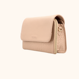 Nova Lilou Taupe Licht Goud Dames Crossbody Tas Van Full Grain Zeology-Leer
