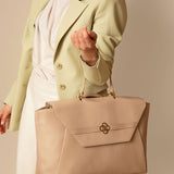 Maxime Taupe Oud Goud 15,6 t/m 17 inch Dames Laptoptas Full Grain Zeology-Leer