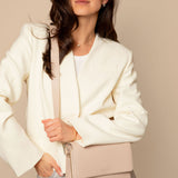 Nova Lilou Taupe Licht Goud Dames Crossbody Tas Van Full Grain Zeology-Leer

