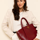 Nikki Burgundy Old Gold 15 inch Women's Laptop Bag Full Grain Zeology-Leather