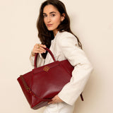 Nikki Burgundy Old Gold 15 inch Women's Laptop Bag Full Grain Zeology-Leather