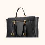 Maxime Black Old Gold 15,6 t/m 17 inch Women's Laptop Bag Full Grain Zeology-Leather
