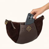 Cecile - Dark Brown Suede - Shoulderbag - Crossbodybag