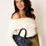 Lizzi Donker Blauw Oud Goud Dames Handtas 