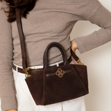 Lizzi Donker Bruin Oud Goud Dames Handtas 