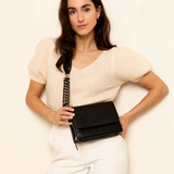 Nova Lilou Zwart Licht Goud Dames Crossbody Tas 